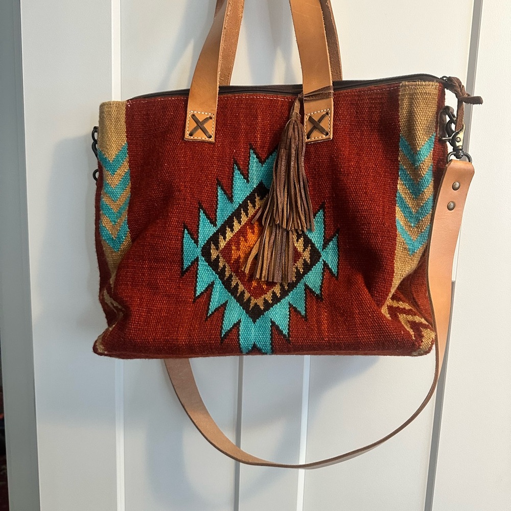 American Darling Brown and Tan Geometric Tote